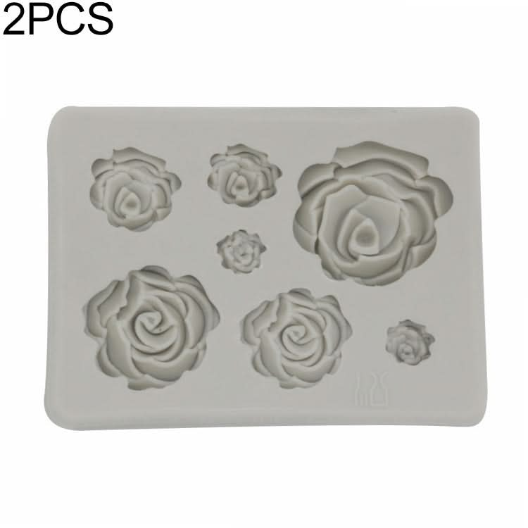 2 PCS DIY Handmade Soap Chocolate Fondant Baking Mold 3D Rose Flower Cake Decoration Silicone Mold-Reluova