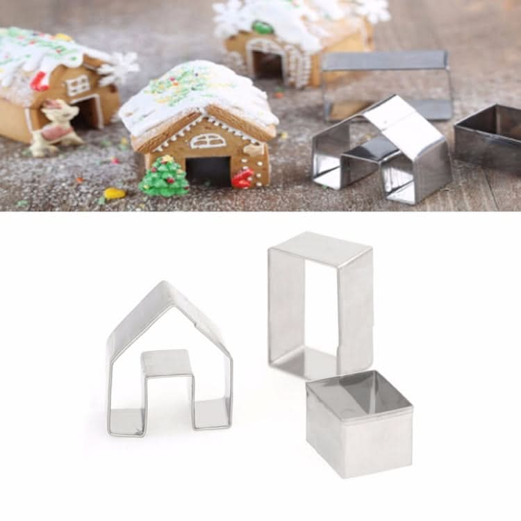 Christmas Gingerbread House Biscuit Cutter Set 3 in 1 Stainless Steel Cookie Mould - Reluova