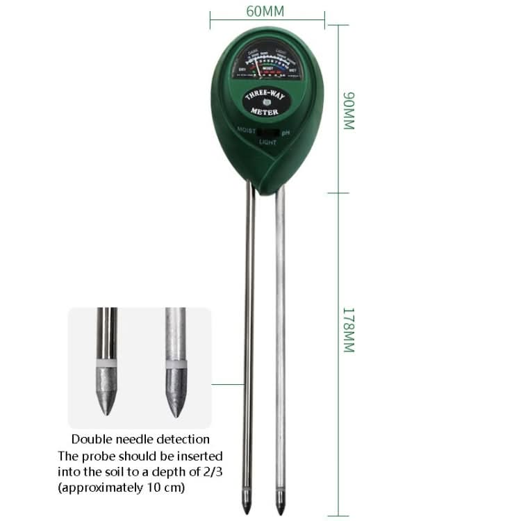 3 In 1 Soil Detector PH Value Light Intensity Test Pen Round Head Soil Dry Moisture Meter My Store