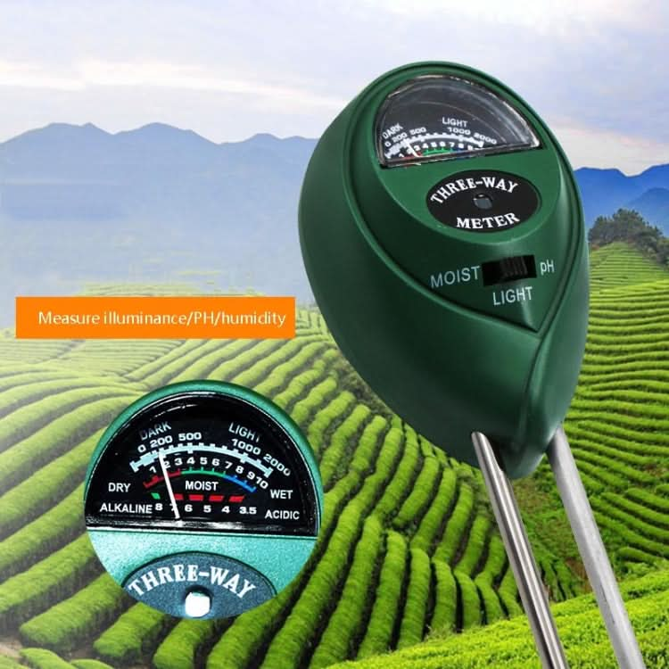 3 In 1 Soil Detector PH Value Light Intensity Test Pen Round Head Soil Dry Moisture Meter My Store