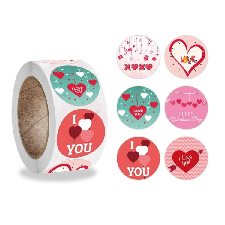 5 PCS Olled Round Valentines Day Heart Gift Decoration Sticker Label My Store