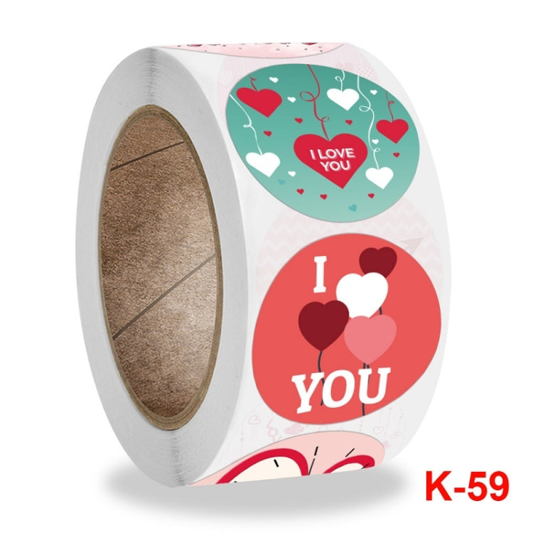 5 PCS Olled Round Valentines Day Heart Gift Decoration Sticker Label