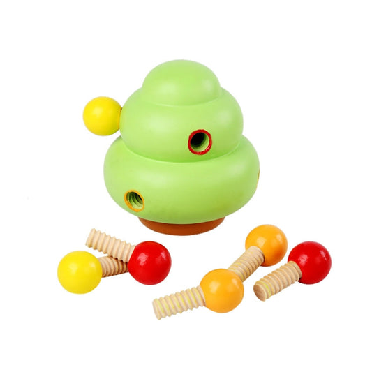 MUQIYI Kindergarten Wooden Toys Color Matching Screw Sorting Tree Puzzle Game