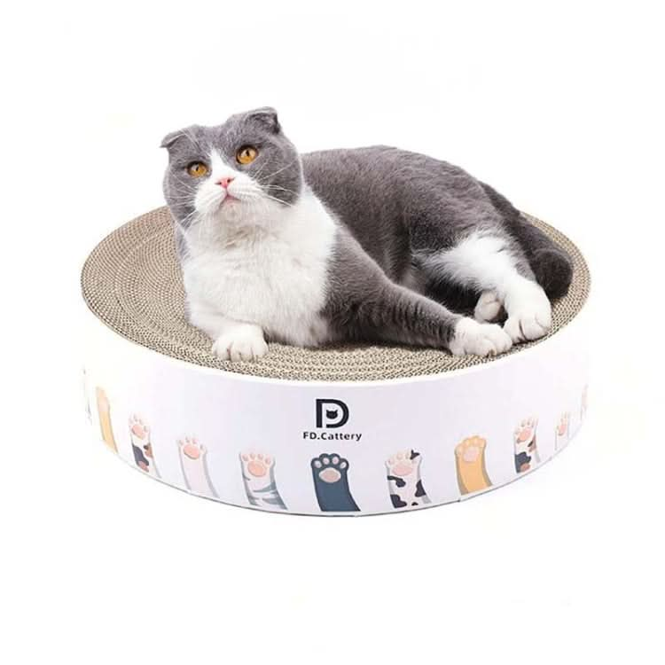 Round Corrugated Cat Scratcher Claw Sharpener Toy Bed - Reluova