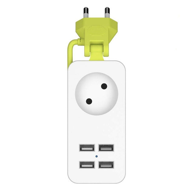 Power Strip 1/2 EU Plug 4 USB Port 1200W 250V 1.5m Cable Wall Portable Multiple Socket Reluova