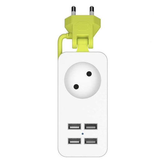 Power Strip 1/2 EU Plug 4 USB Port 1200W 250V 1.5m Cable Wall Portable Multiple Socket Reluova