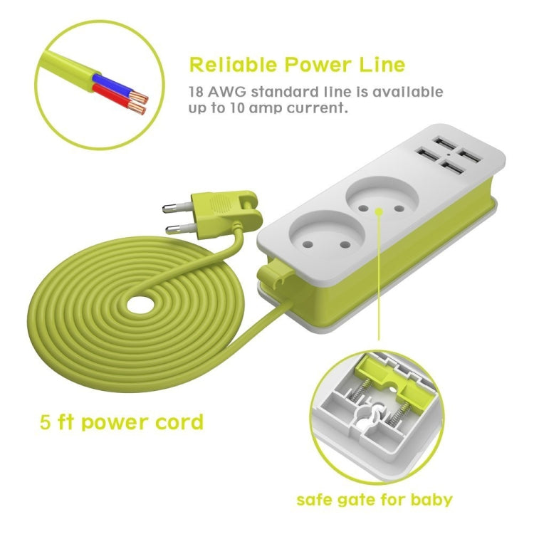 Steckdosenleiste 1/2 EU-Stecker 4 USB-Anschlüsse 1200 W 250 V 1,5 m Kabel Wand Tragbare Mehrfachsteckdose