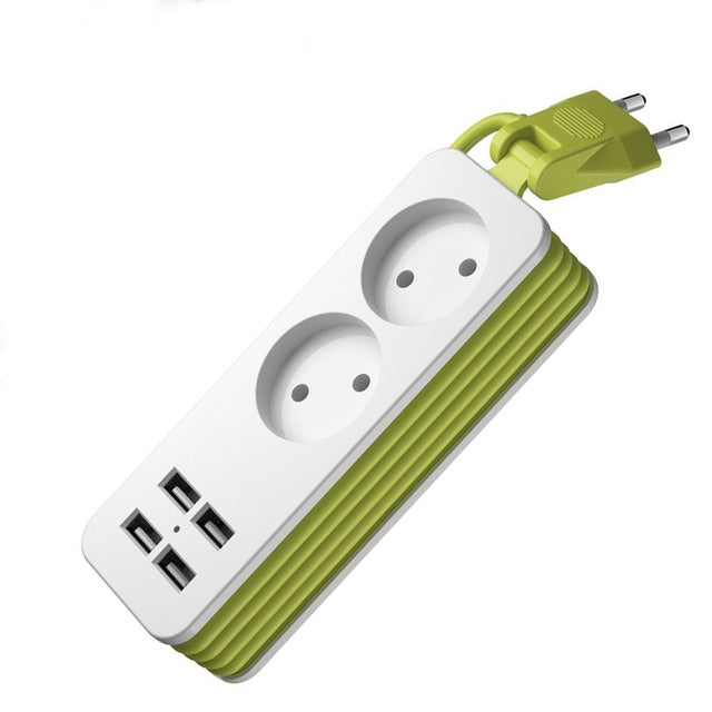 Power Strip 1/2 EU Plug 4 USB Port 1200W 250V 1.5m Cable Wall Portable Multiple Socket Reluova