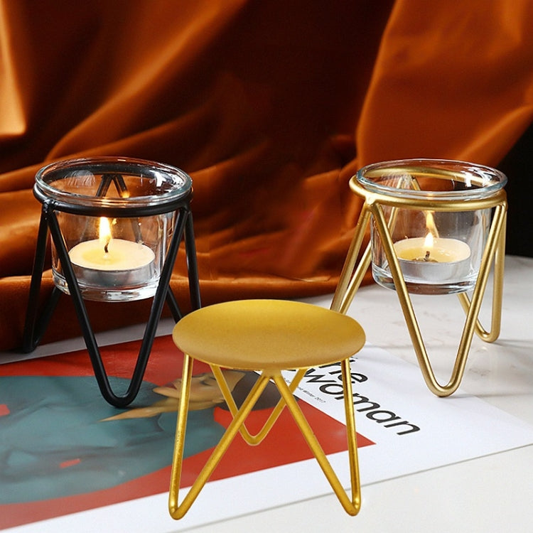 Hollow Household Candle Cups Iron Candle Holders Luxury Creative Home Decorations, Colour: B Gold My Store