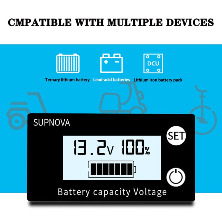 SUPNOVA DC 8-100V Battery Capacity Indicator Voltmeter Voltage Gauge,Style: Reluova