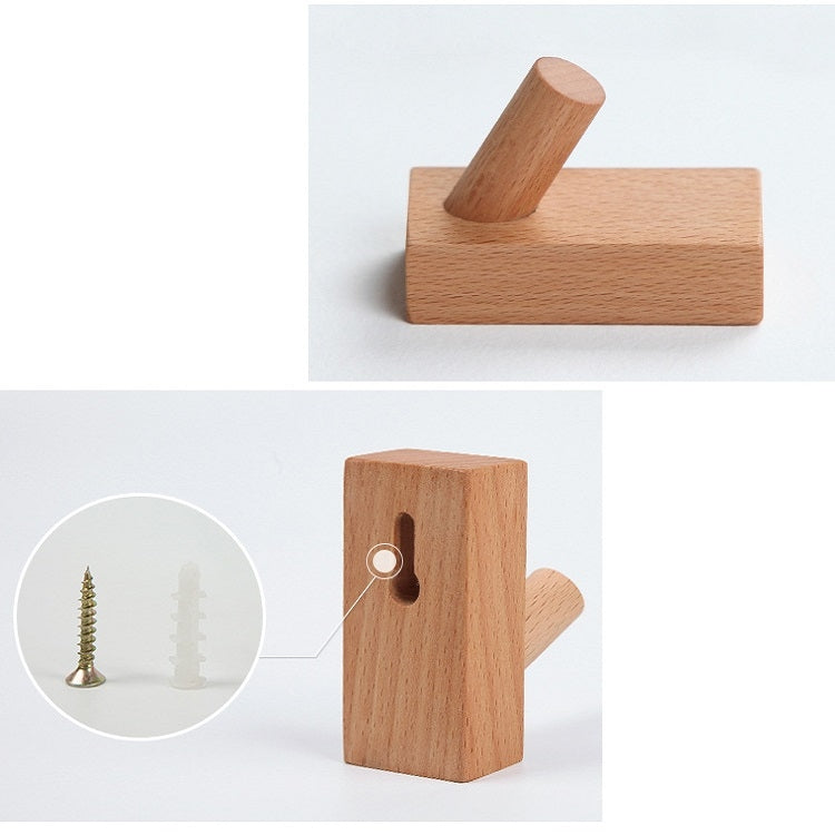 Solid Wood Punch-Free Entrance Behind The Door On The Wall Sticky Hook Clothes Hook Beech Wood