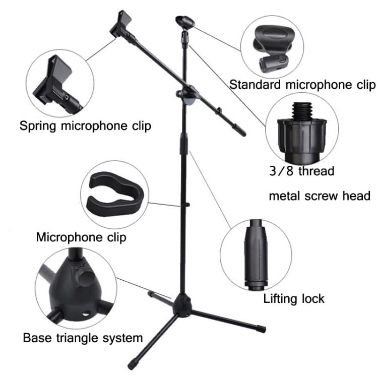 Live Microphone Lift Stand Floor Microphone Stand Stage Performance Vertical Tripod Reluova