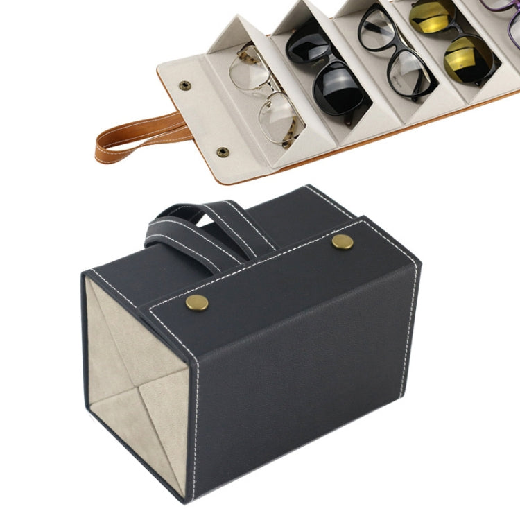 Multifunctional Jewelry Glasses Storage Box Small Grain PU Leather Handmade Glasses Case,Model: Reluova