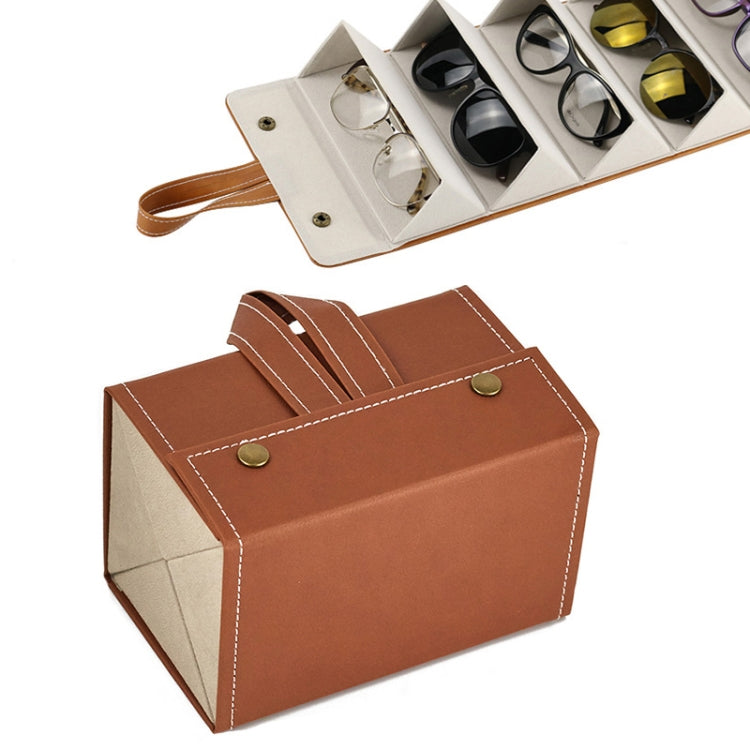 Multifunctional Jewelry Glasses Storage Box Small Grain PU Leather Handmade Glasses Case,Model: Reluova