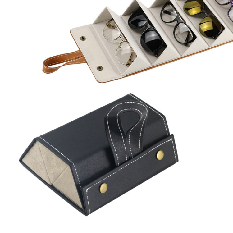 Multifunctional Jewelry Glasses Storage Box Small Grain PU Leather Handmade Glasses Case,Model: Reluova