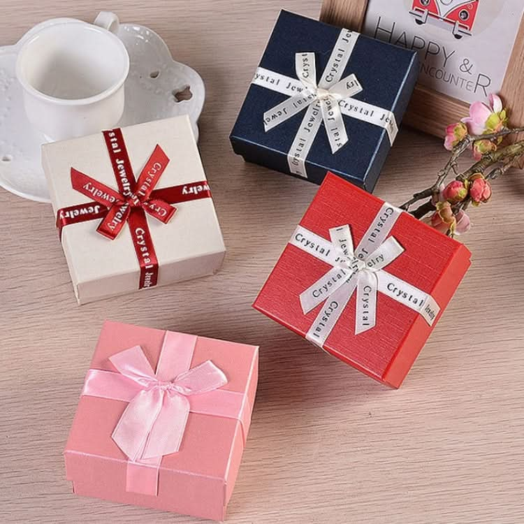 10 PCS Bowknot Jewelry Gift Box Square Jewelry Paper Packaging Box