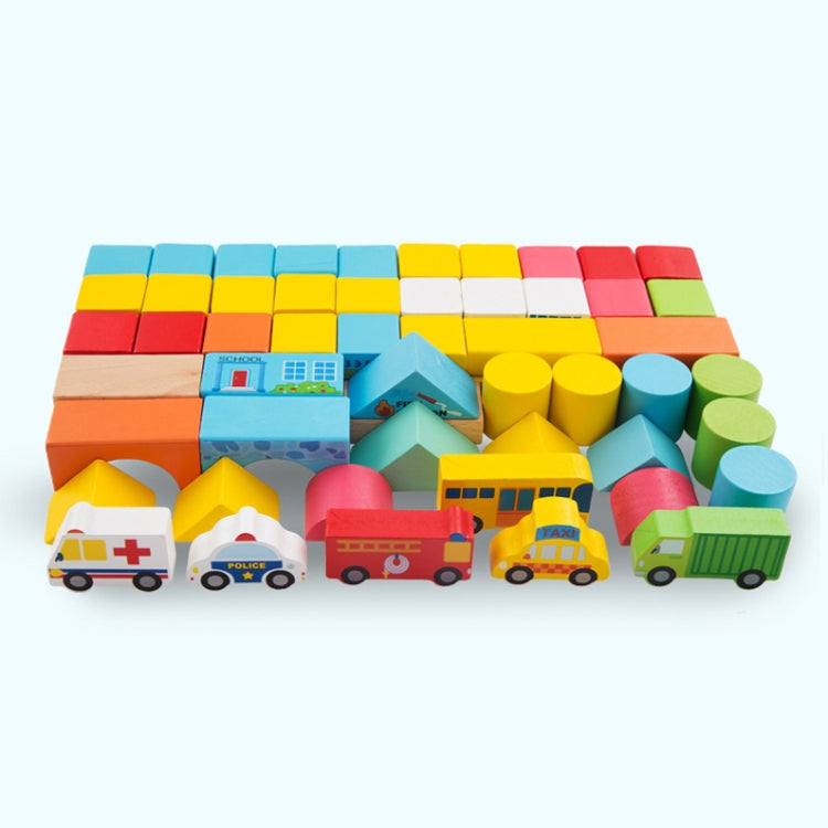 Onshine Wooden Puzzle Children Toy 62 PCS City Traffic Scene Building Blocks