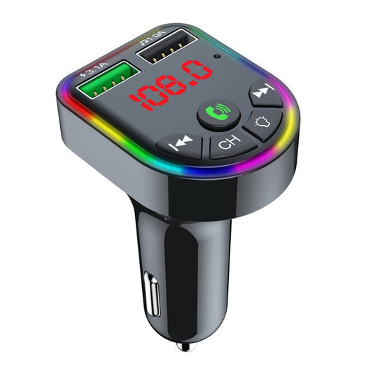 F5 Car FM Transmitter Bluetooth Hands-Free MP3 Music Player Colorful Atmosphere Light ÎҵÄÉ̵ê