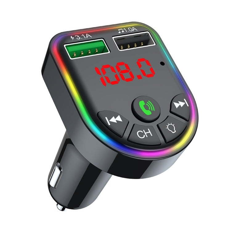 F5 Car FM Transmitter Bluetooth Hands-Free MP3 Music Player Colorful Atmosphere Light ÎҵÄÉ̵ê