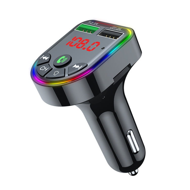 F5 Car FM Transmitter Bluetooth Hands-Free MP3 Music Player Colorful Atmosphere Light ÎҵÄÉ̵ê