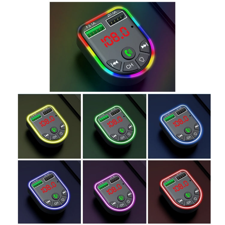 F5 Car FM Transmitter Bluetooth Hands-Free MP3 Music Player Colorful Atmosphere Light ÎҵÄÉ̵ê