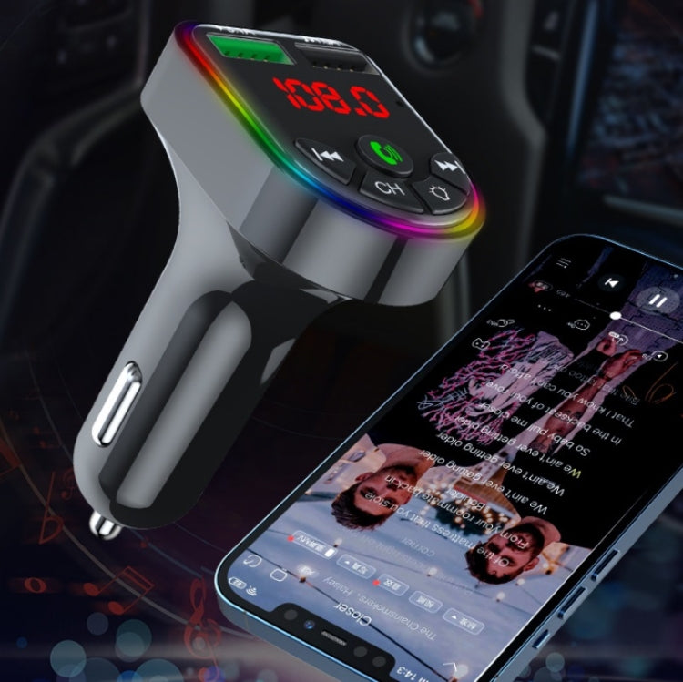 F5 Car FM Transmitter Bluetooth Hands-Free MP3 Music Player Colorful Atmosphere Light ÎҵÄÉ̵ê