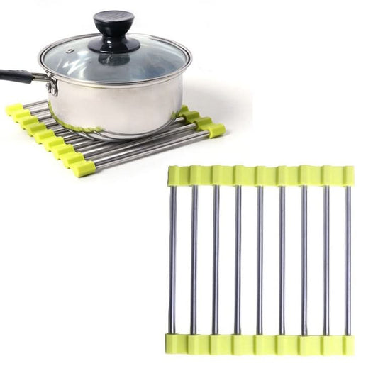 MS-202 Home Kitchen Stainless Steel Non-Slip Anti-Scalding Placemat Folding Heat Insulation Pot Mat, Color Random Delivery - Reluova