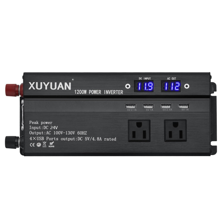 XUYUAN 1200W Car Inverter with LED Display Converter, US Plug