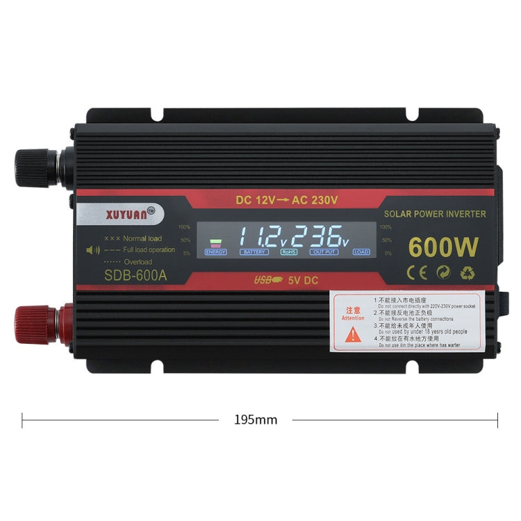 XUYUAN 600W Car Inverter LCD Display Converter