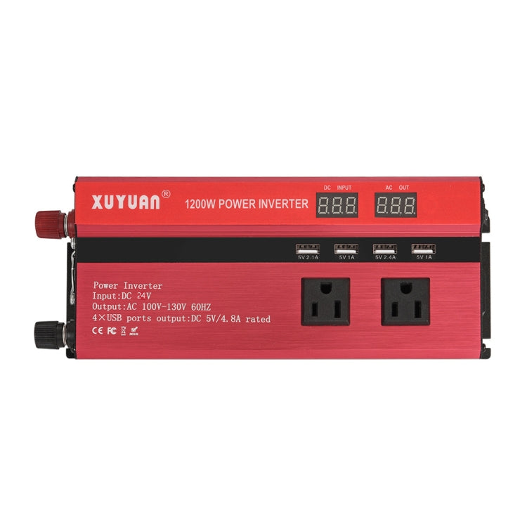 XUYUAN 1200W Car Inverter with Display Converter, US Plug