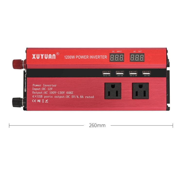 XUYUAN 1200W Car Inverter with Display Converter, US Plug ÎҵÄÉ̵ê