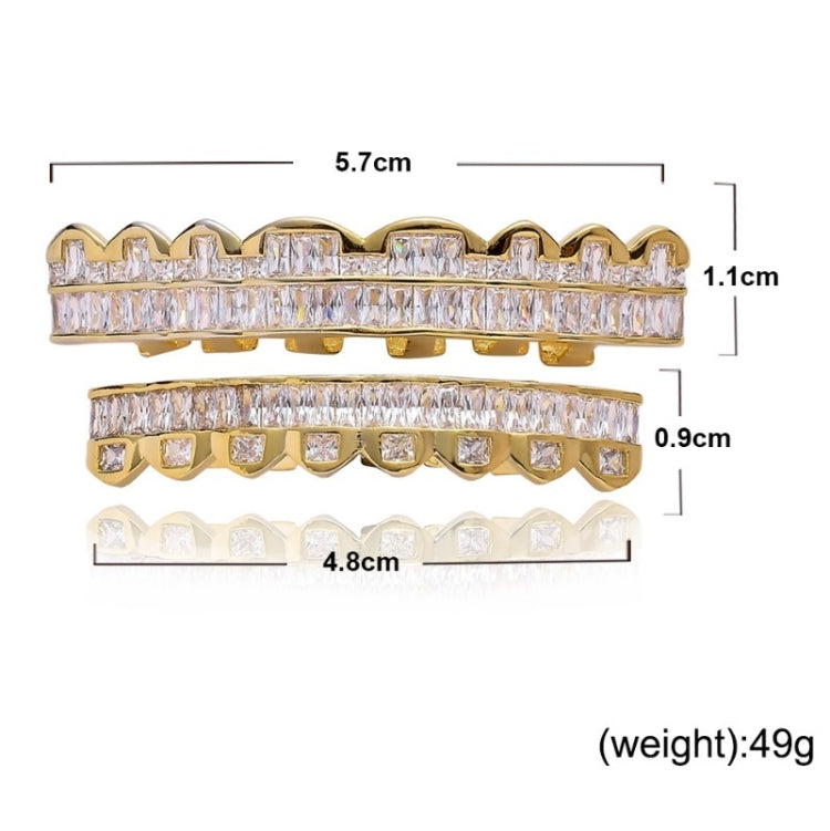 8 Teeth Square Zirconium Gold Teeth Hip Hop Braces