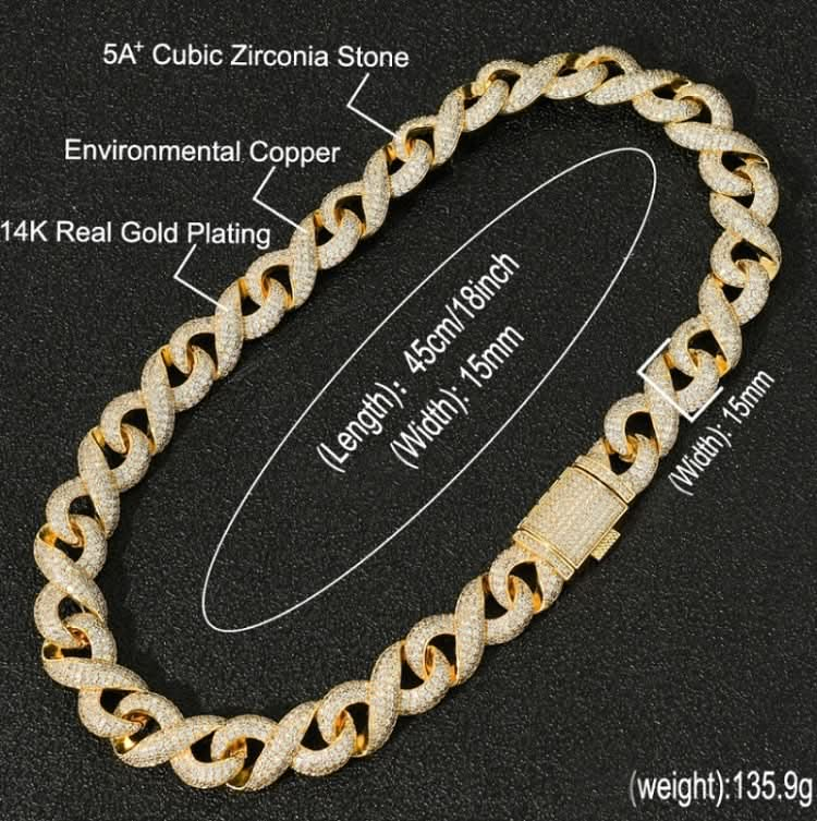 Micro-Inlaid Zircon Hipster Large Hip-Hop Necklace Chain Reluova