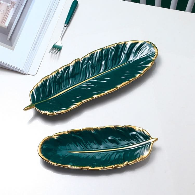 Phnom Penh Ceramic Dessert Plate Feather Plate Banana Leaf Fruit Dried Fruit Storage Tray, Size: - Reluova