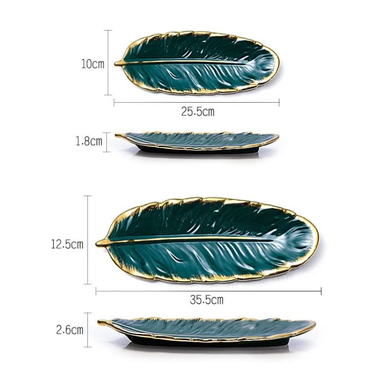 Phnom Penh Ceramic Dessert Plate Feather Plate Banana Leaf Fruit Dried Fruit Storage Tray, Size: - Reluova