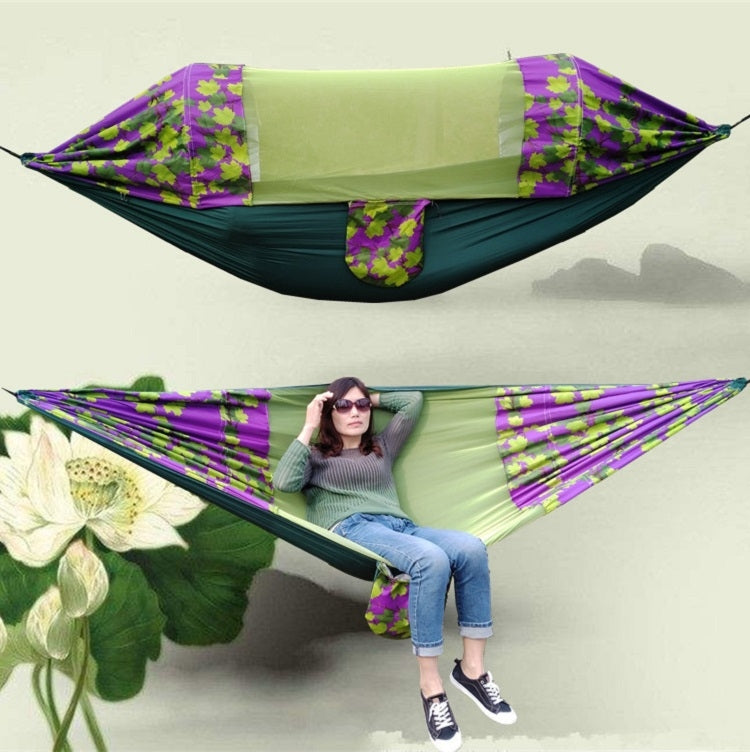 Outdoor Camping Mosquito-Proof Shade Hammock Parachute Cloth Printed Mosquito Net Hammock, Size: 275X145cm Reluova