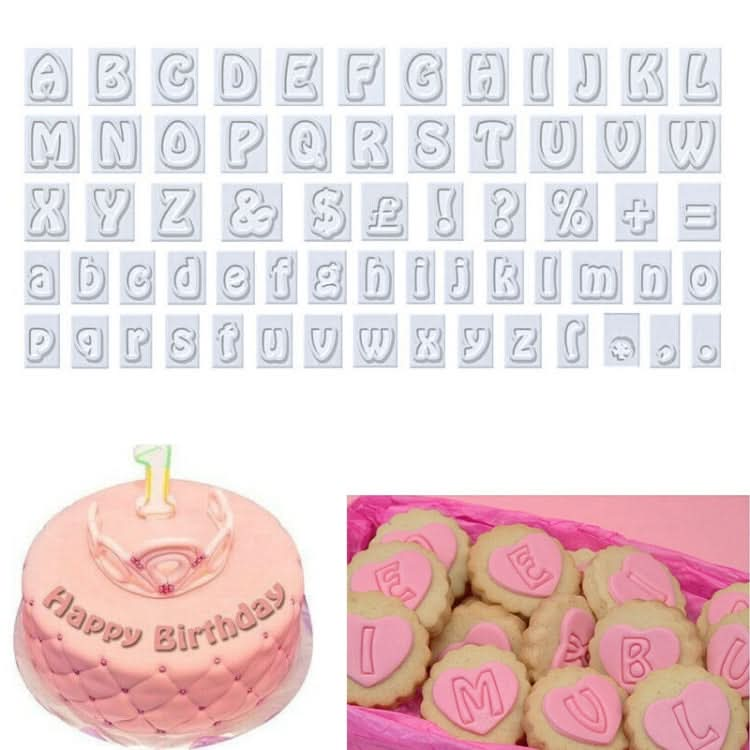 64 in 1 Plastic English Alphabet Symbol Cake Biscuit Mold Set-Reluova