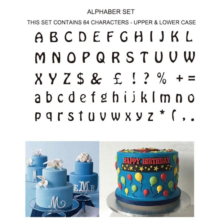 64 in 1 Plastic English Alphabet Symbol Cake Biscuit Mold Set-Reluova