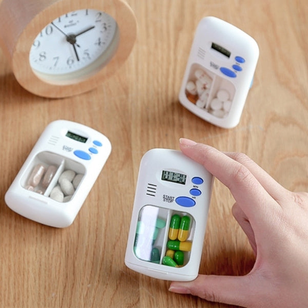 TF-264 Portable Mini Smart Timing Reminder Pill Box Plastic Pill Storage Box