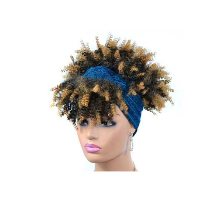 Headscarf Wig Black Gradient Small Curly Wig Explosive Headgear Reluova