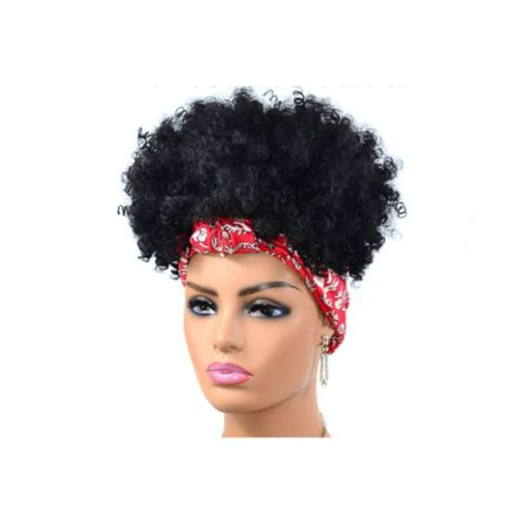 Headscarf Wig Black Gradient Small Curly Wig Explosive Headgear Reluova