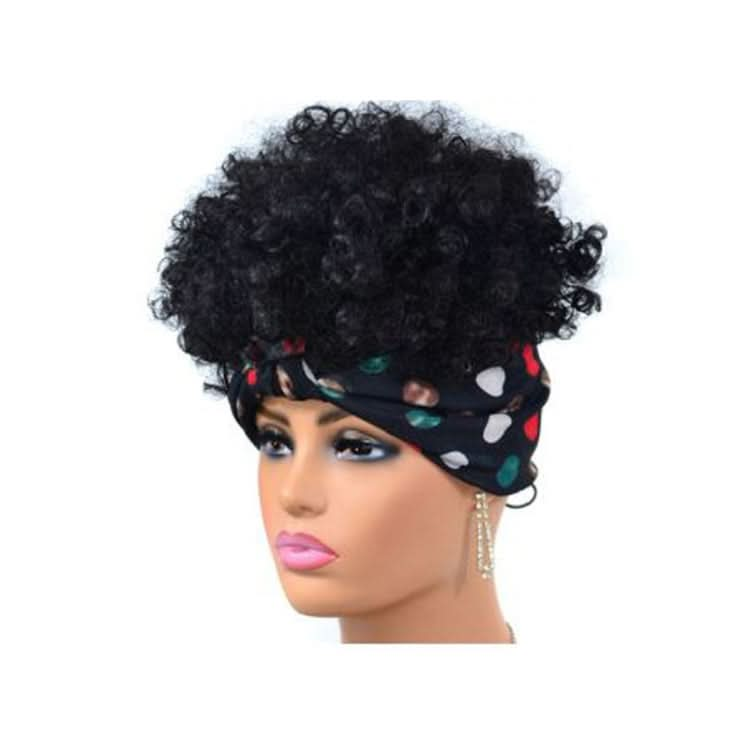 Headscarf Wig Black Gradient Small Curly Wig Explosive Headgear Reluova