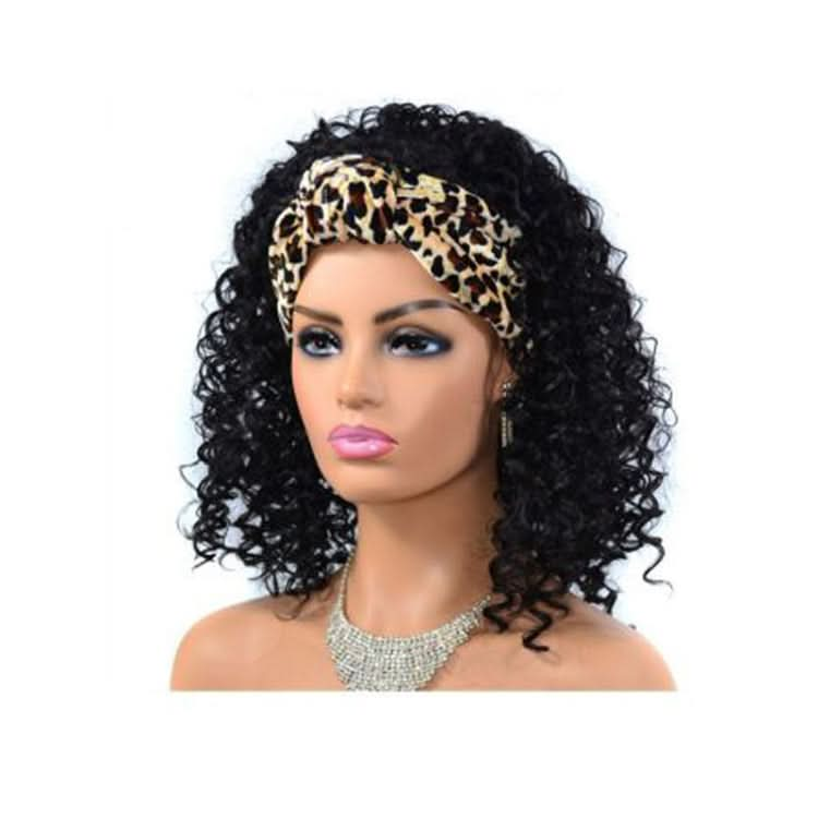 Headscarf Wig Black Gradient Small Curly Wig Explosive Headgear Reluova