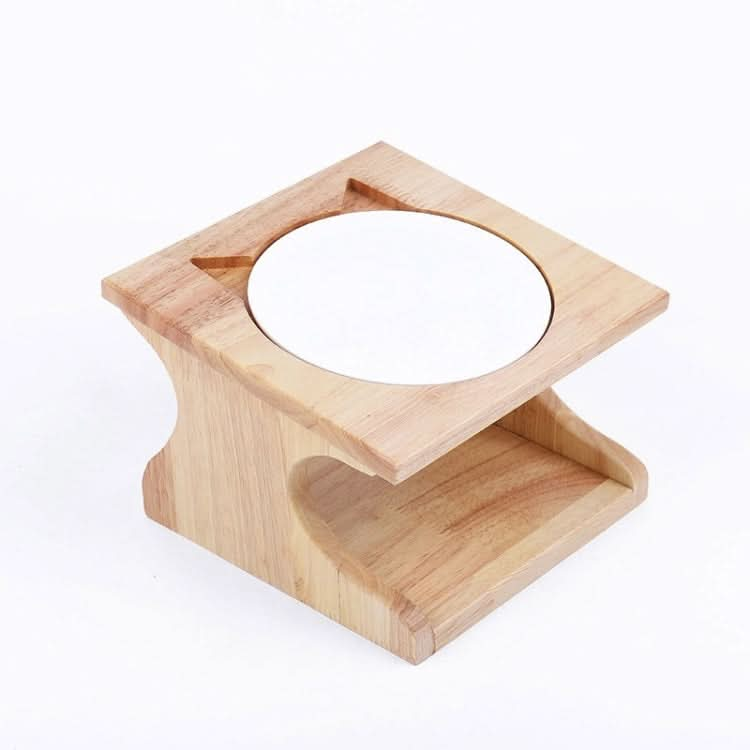 Oak Cat Bowl Rack Inclined Anti-Choking Ceramic Cat Bowl - Reluova