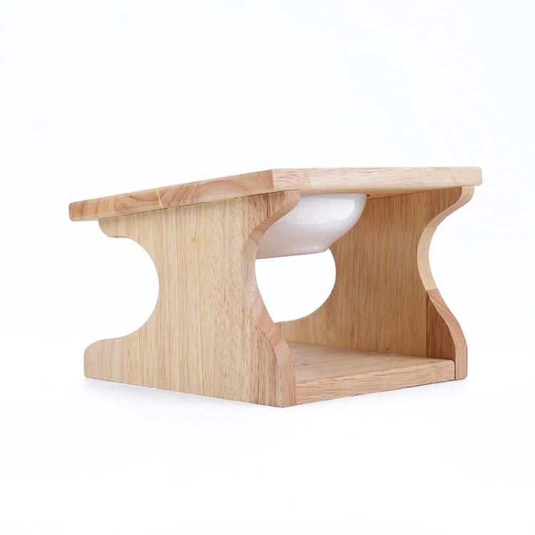 Oak Cat Bowl Rack Inclined Anti-Choking Ceramic Cat Bowl - Reluova