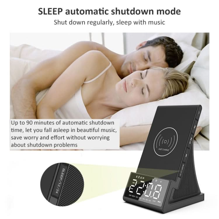 X7 Multifunctional Wireless Charging Bluetooth Speaker with Alarm Clock & Radio & Remote Control