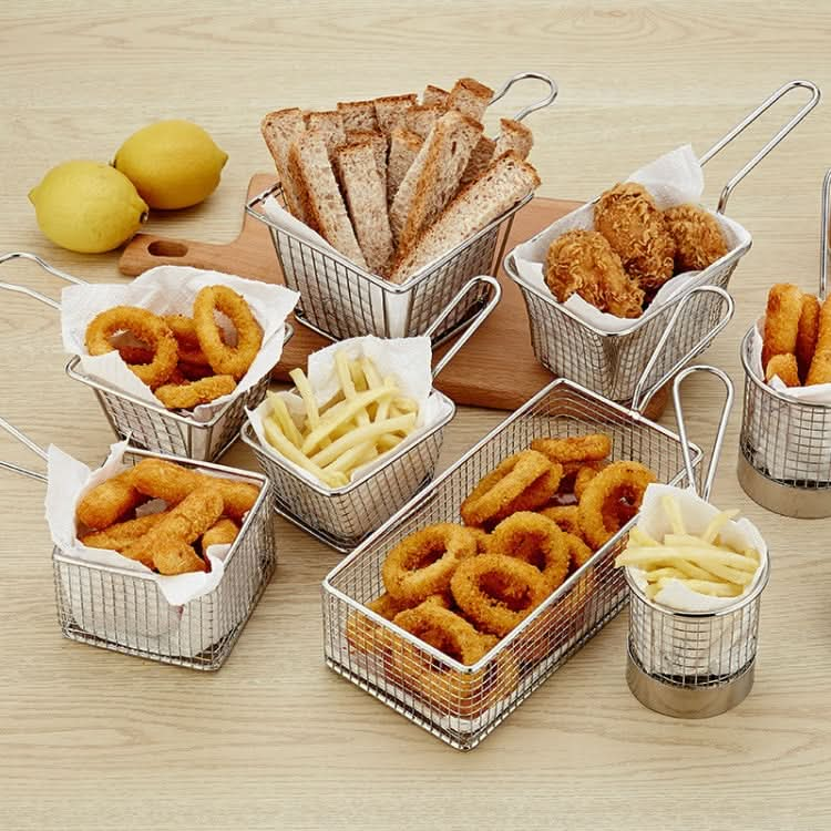 Stainless Steel Mini Fries Basket Restaurant Snack Bread Plate - Reluova