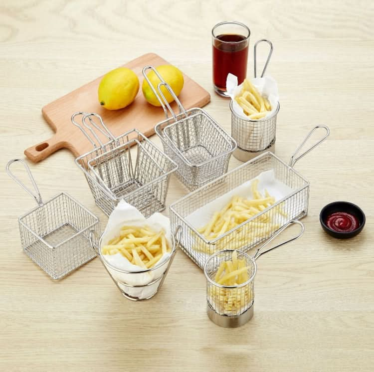 Stainless Steel Mini Fries Basket Restaurant Snack Bread Plate - Reluova