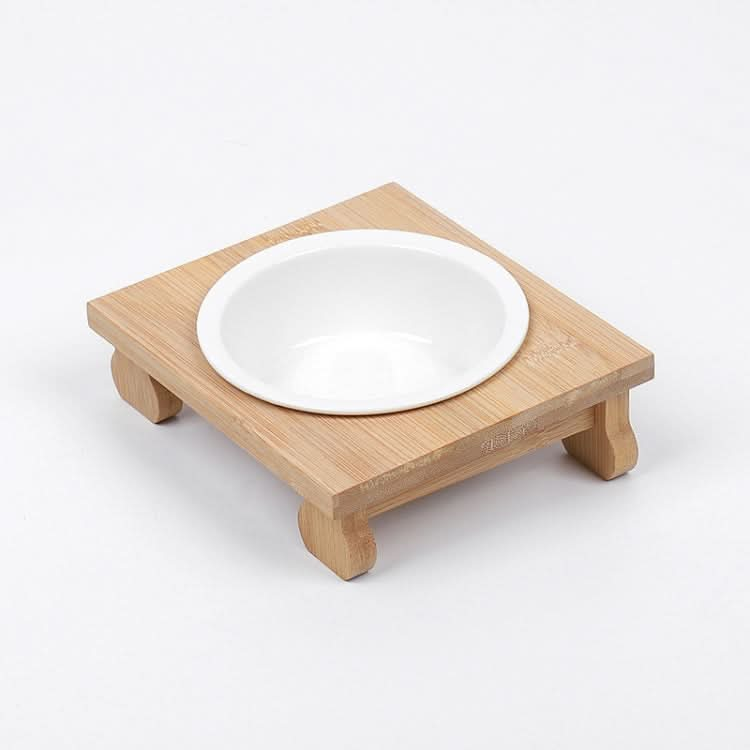 Bamboo And Wood Ceramic Cat Bowl Pet Supplies - Reluova