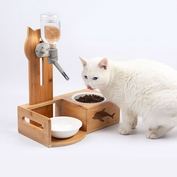 Pet Solid Wood Vertical Automatic Drinking Bowl For Cats And Dogs, Color Random Delivery - Reluova